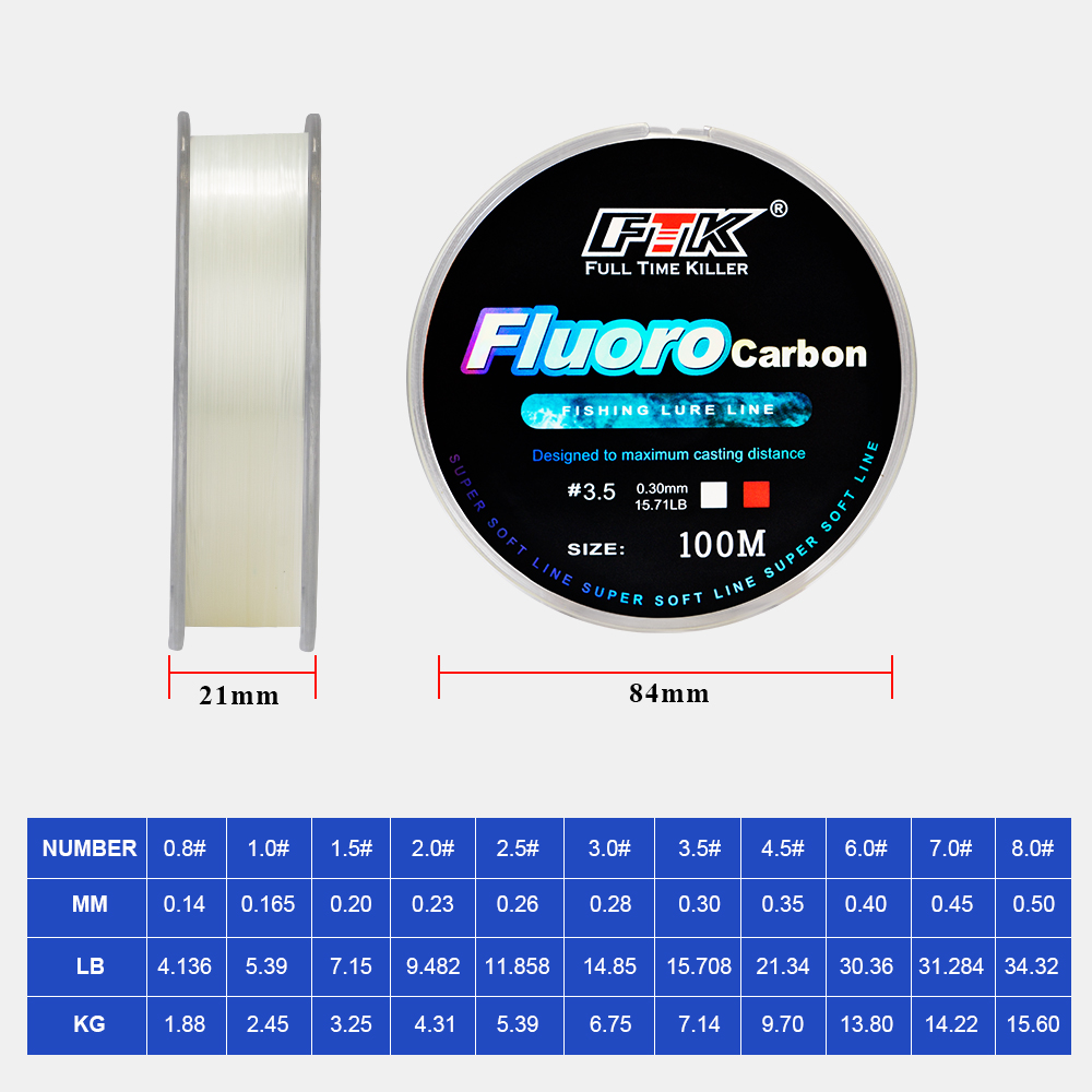 FTK 100m 4.13-34.32LB 플루오로카본 낚 - Fluorocarbon Line 리뷰 및 가격