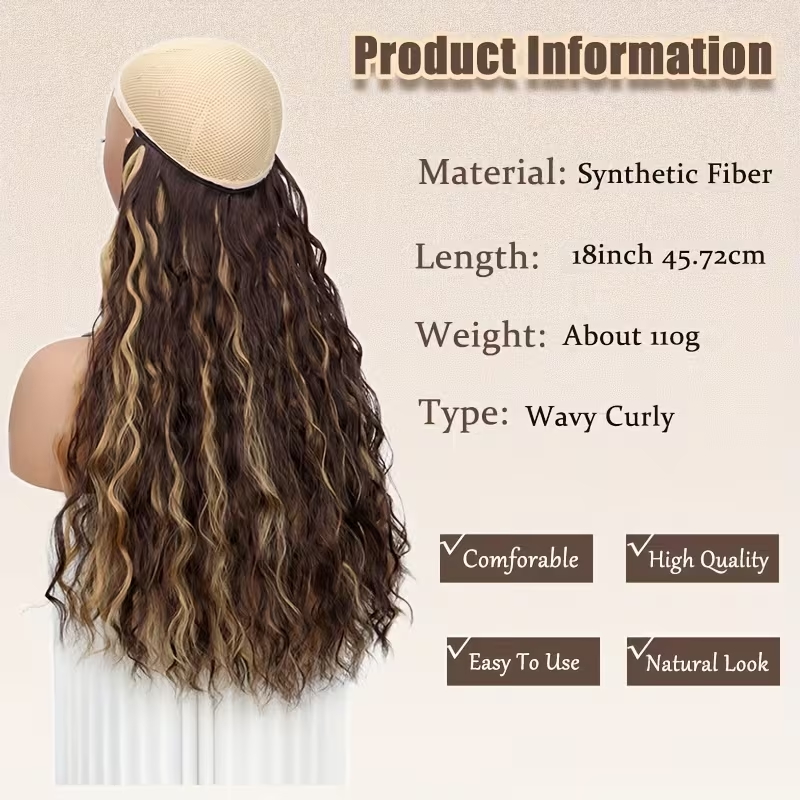 18인치 합성 긴 웨이브 컬리 푹신한 헤어 익스텐션 여 - Monofilament Line 리뷰 및 가격